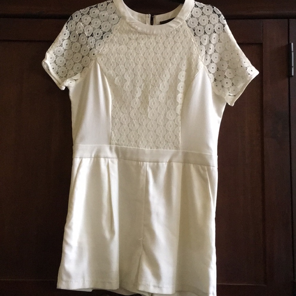 Off white Lace Romper Shorts.